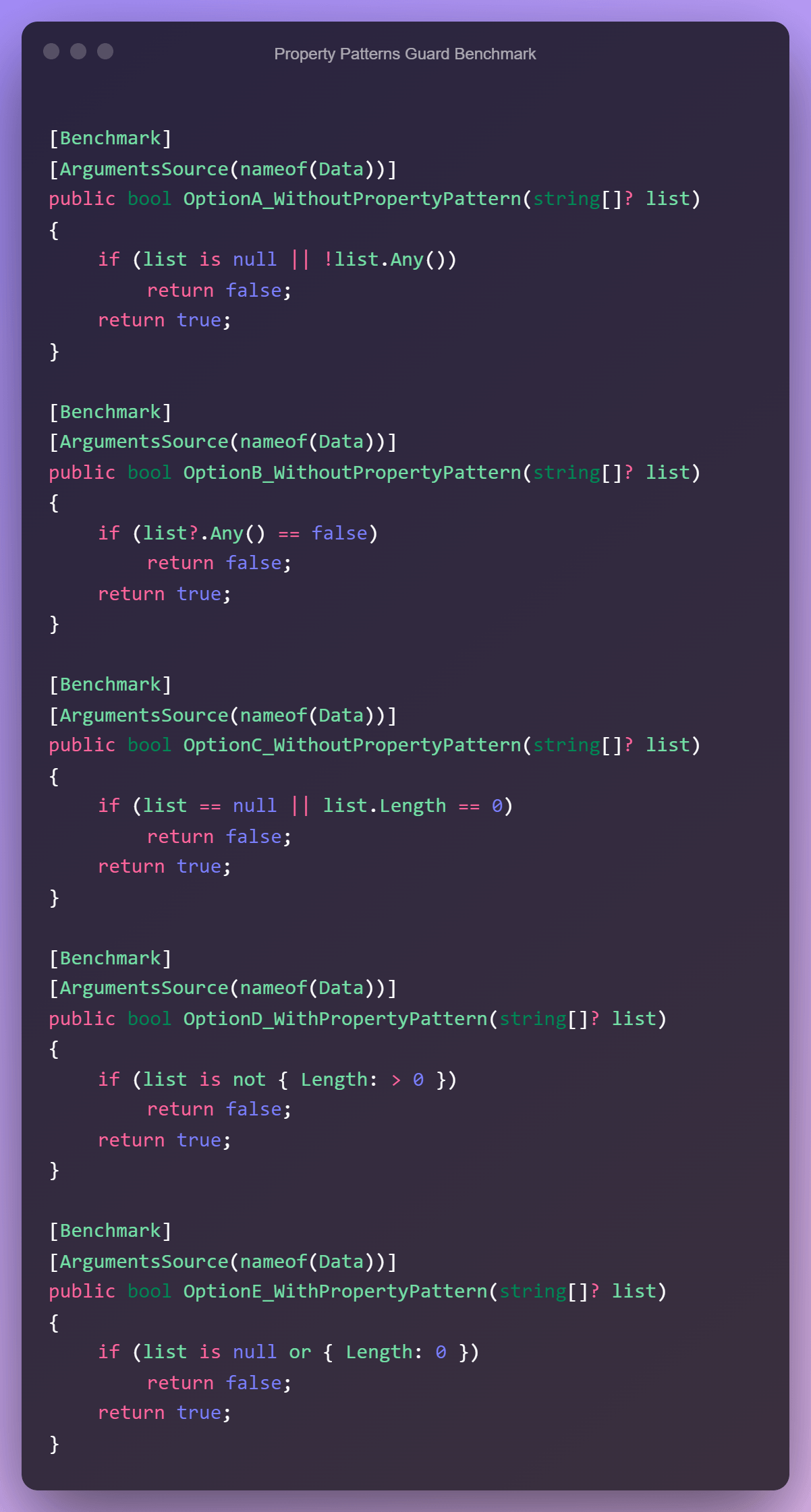 Looking into C Property Patterns Performance